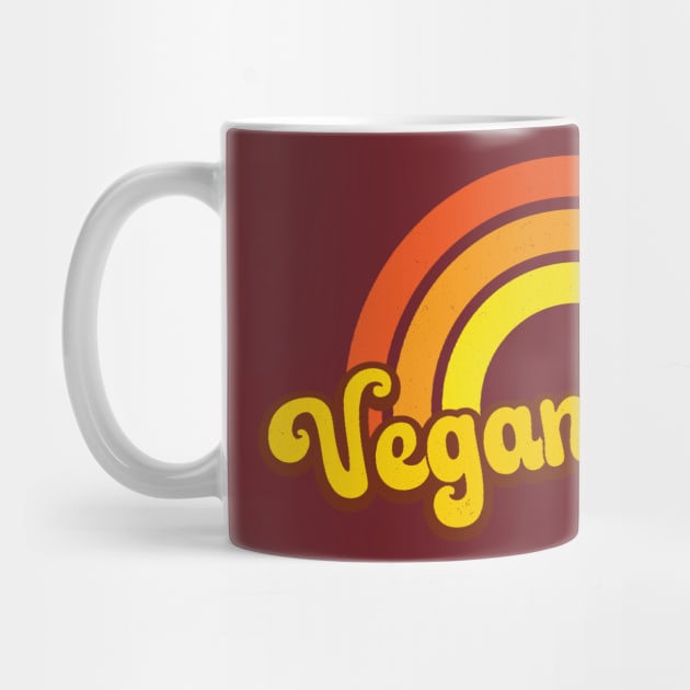 Vegan Guy Retro Rainbow Orange by Jitterfly